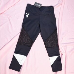New Playboy x Onzie mesh cutout capri b&w legging S/M